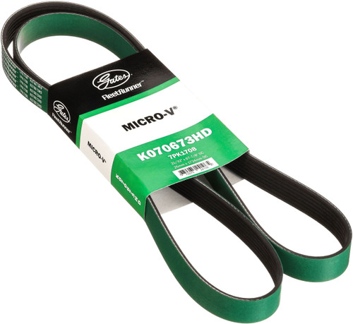 Gates FleetRunner Heavy-Duty Micro-V Serpentine Drive Belt K070673HD - angled view