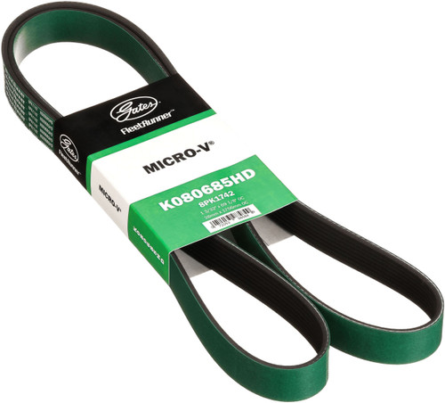Gates FleetRunner Heavy-Duty Micro-V Serpentine Drive Belt K080685HD - angled view