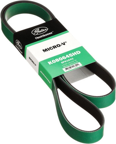 Gates FleetRunner Heavy-Duty Micro-V Serpentine Drive Belt K080645HD - angled view