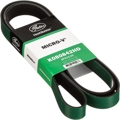 Gates FleetRunner Heavy-Duty Micro-V Serpentine Drive Belt K080842HD - angled view