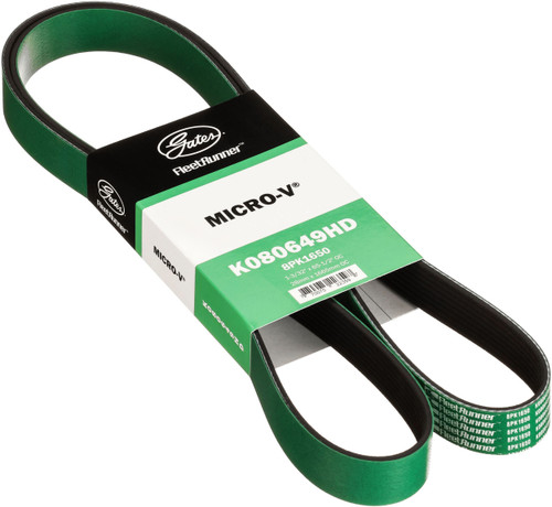Gates FleetRunner Heavy-Duty Micro-V Serpentine Drive Belt K080649HD - angled view
