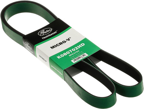 Gates FleetRunner Heavy-Duty Micro-V Serpentine Drive Belt K080702HD - angled view
