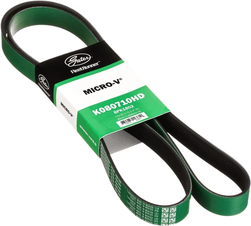 Gates FleetRunner Heavy-Duty Micro-V Serpentine Drive Belt K080710HD - angled view