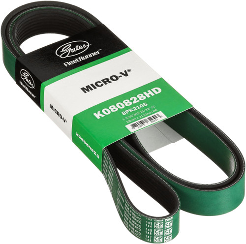 Gates FleetRunner Heavy-Duty Micro-V Serpentine Drive Belt K080828HD - angled view
