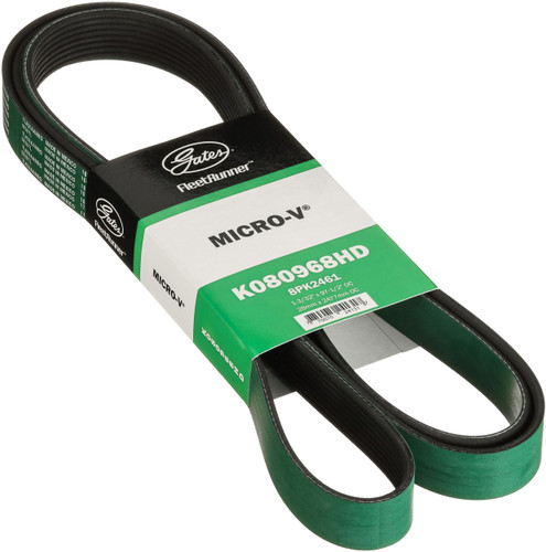 Gates FleetRunner Heavy-Duty Micro-V Serpentine Drive Belt K080968HD - angled view
