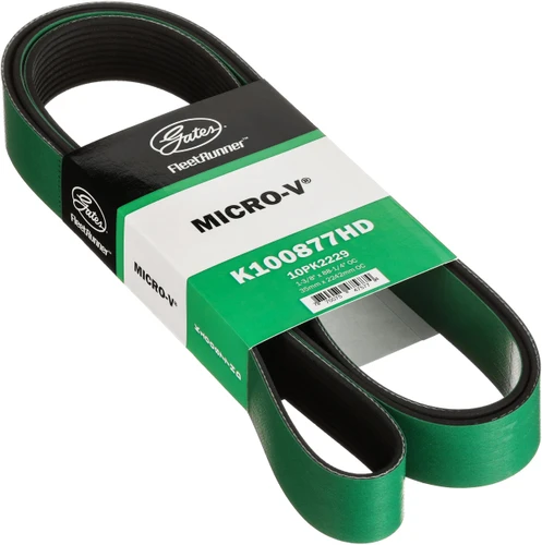 Gates FleetRunner Heavy-Duty Micro-V Serpentine Drive Belt K100877HD - angled view