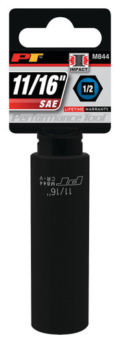 Performance Tool 1/2 in. Drive Deep Impact Socket 11/16 in. M844 - packaging