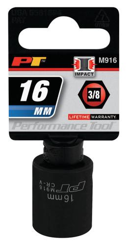 Performance Tool 3/8 in. Drive Impact Socket 16mm M916 - packaging