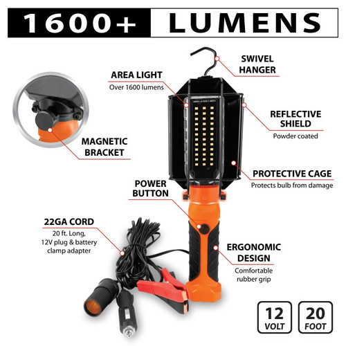 Performance Tool 1600+ LM 12 V LED Drop Light W2238 - diagram