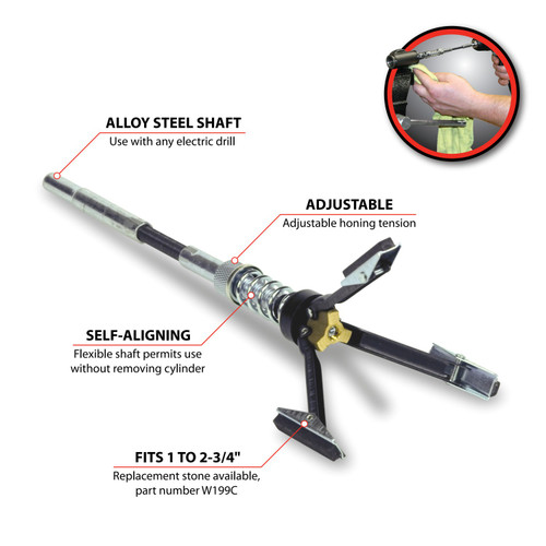 Performance Tool Professional Brake Cylinder Hone W193C - diagram
