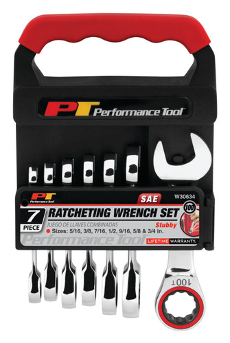 Performance Tool 7-Piece SAE Ratcheting Wrench Set W30634 - packaging