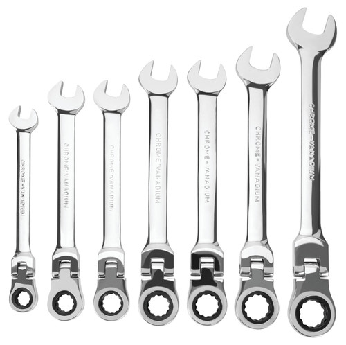 Performance Tool 7-Piece SAE Flex Head Ratcheting Wrench Set W30636 - front view