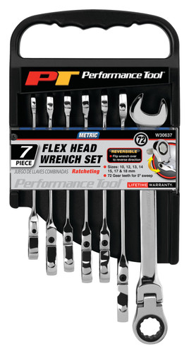 Performance Tool 7-Piece Met Flex Head Ratcheting Wrench Set W30637 - packaging