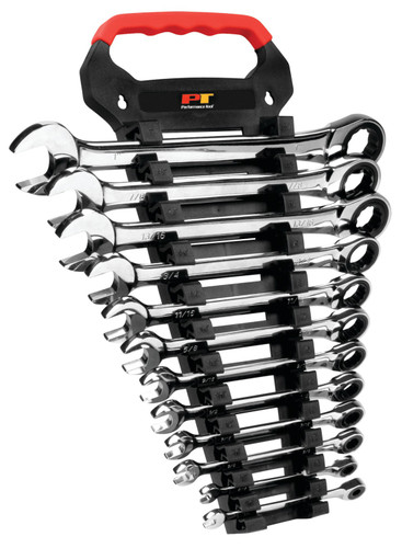 Performance Tool 12-Piece SAE Ratcheting Wrench Set W30641 - front view