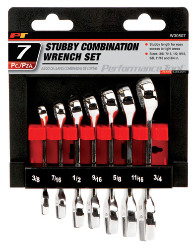 Performance Tool 7-Piece SAE Stubby Wrench W30507 - packaging