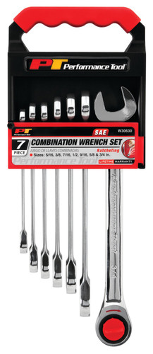 Performance Tool 7-Piece SAE Ratcheting Wrench Set W30630 - packaging
