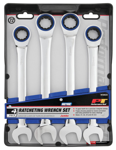 Performance Tool 4-Piece Metric Ratcheting Wrench Set W30633 - packaging