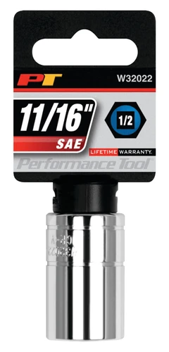 Performance Tool 1/2 in. Drive Socket 11/16 in. W32022 - packaging