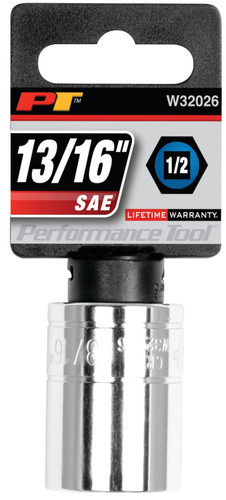 Performance Tool 1/2 in. Drive Socket 13/16 in. W32026 - packaging