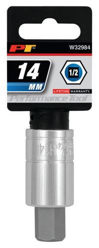 Performance Tool 1/2 in. Drive Hex Bit Socket 14mm W32984 - packaging
