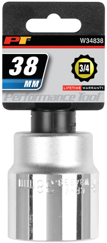 Performance Tool 3/4 in. Drive 12-Point Socket 38mm W34838 - packaging