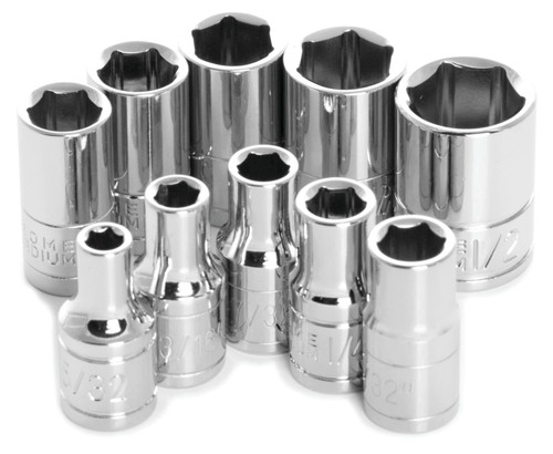 Performance Tool 10-Piece 1/4 in. Drive SAE Socket Set W36002 - front view