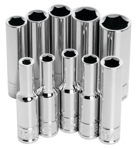 Performance Tool 10-Piece 1/4 in. Drive SAE Deep Socket Set W36300 - front view