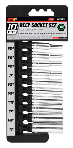Performance Tool 10-Piece 1/4 in. Drive SAE Deep Socket Set W36300 - packaging