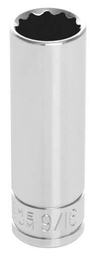 Performance Tool 3/8 in. Drive 12-Point Deep Socket 9/16 in. W38618 - front view