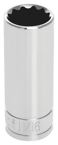Performance Tool 3/8 in. Drive 12-Point Deep Socket 11/16 in. W38622 - front view