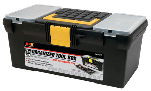 Performance Tool 16 in. Plastic Tool Box W54016 - front view