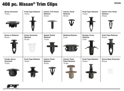 Performance Tool 408-Piece Nissan Trim Clip W5258 - diagram