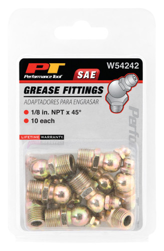 Performance Tool 10-Pack 45 Deg Grease FITTING-1/8 NPT W54242 - packaging