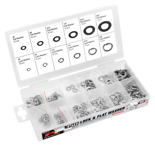 Performance Tool 350-Piece Lock & Flat Washer Assortment W5216 - front view
