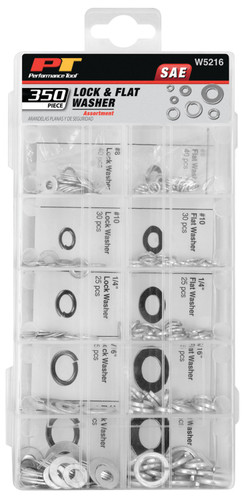 Performance Tool 350-Piece Lock & Flat Washer Assortment W5216 - packaging