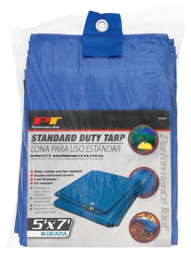 Performance Tool Tarp (5 ft. x 7 ft.) Blue W6000 - packaging