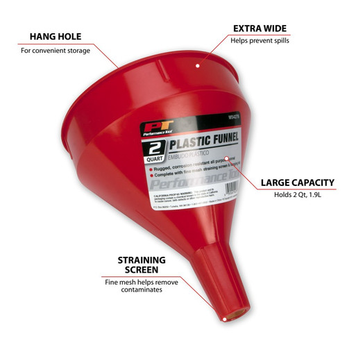 Performance Tool 2 Quart Plastic Funnel W54276 - diagram