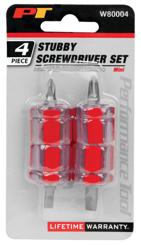 Performance Tool 4-Piece Mini Stubby Screwdriver Set W80004 - packaging