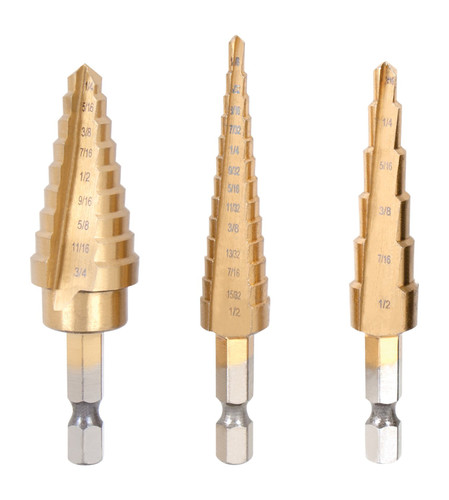 Performance Tool 3-Piece Step Drill Set W9003 - front view