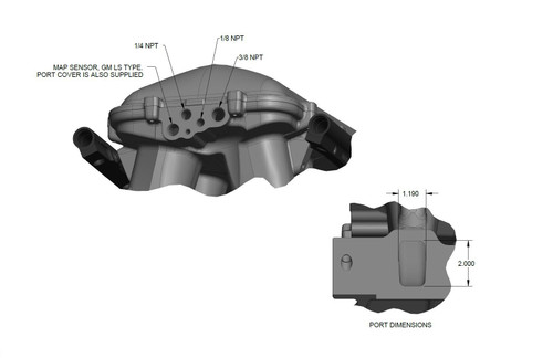 8.2" SBF Ford Hi-Ram EFI Manifold 300-272 - front view