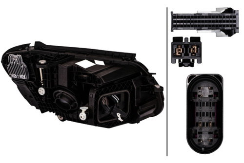 HELLA Left Headlight Assembly 013063551 - back view