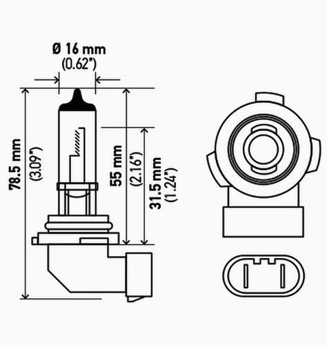 HELLA Multi-Purpose Light Bulb H10TB - diagram