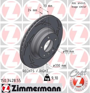 Zimmermann Black Z Front Disc Brake Rotor - 330 mm 150.3428.55 - diagram