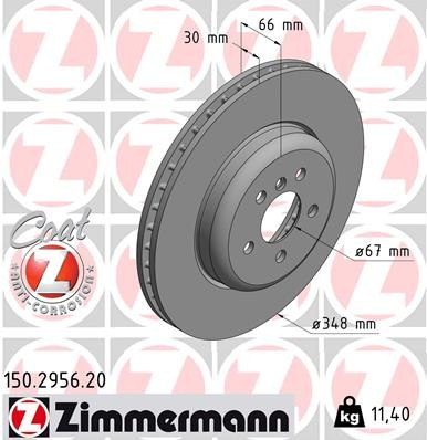 Zimmermann Coat Z Front Disc Brake Rotor - 348 mm 150.2956.20 - front view