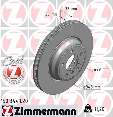 Zimmermann Coat Z Front Disc Brake Rotor - 348 mm 150.3441.20 - front view