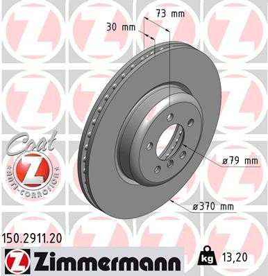 Zimmermann Coat Z Front Disc Brake Rotor - 370 mm 150.2911.20 - diagram