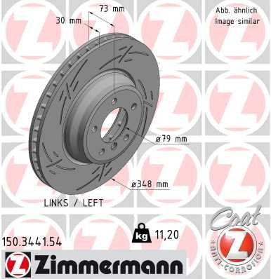 Zimmermann Black Z Front Disc Brake Rotor - 348 mm 150.3441.54 - front view