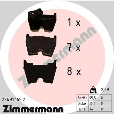 Zimmermann Front Disc Brake Pad Set 22491.165.2 - front view