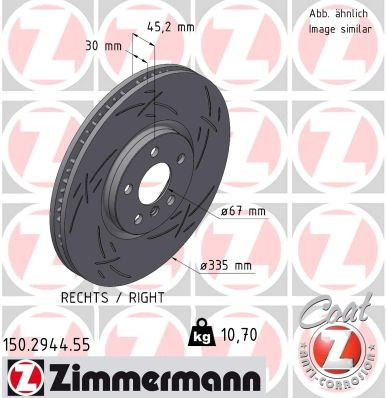 Zimmermann Black Z Front Disc Brake Rotor - 335 mm 150.2944.55 - front view