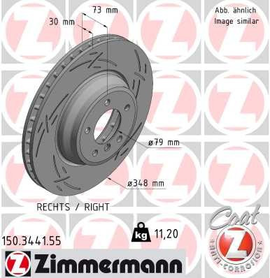 Zimmermann Black Z Front Disc Brake Rotor - 348 mm 150.3441.55 - diagram
